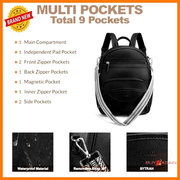 Small Vegan Leather Backpack Purse with RFID Blocking & Tablet Pocket main image 5